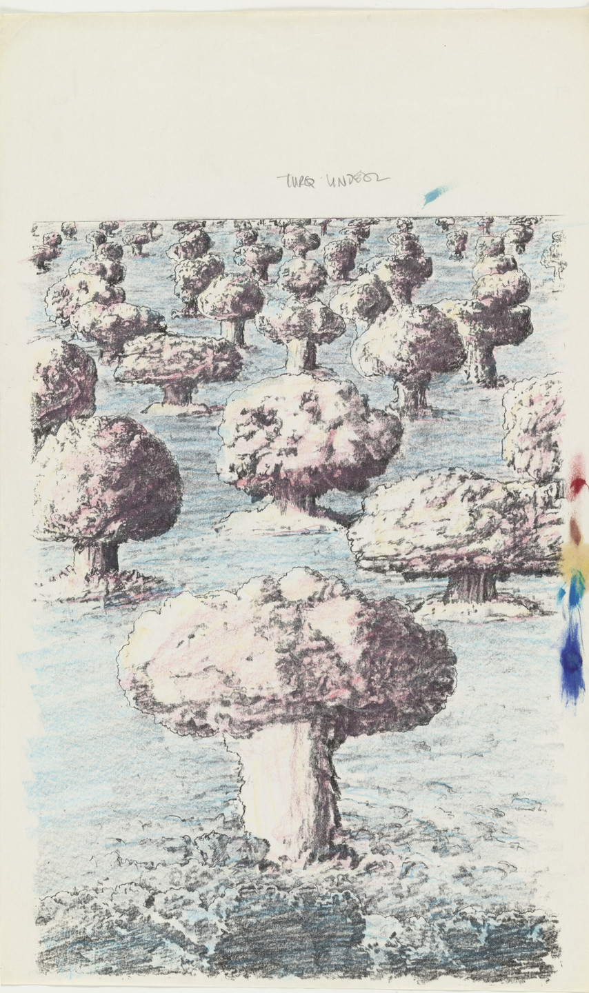 Jim Shaw. Study for Utopian Landscape #2 (Cloud Chamber). (1988)