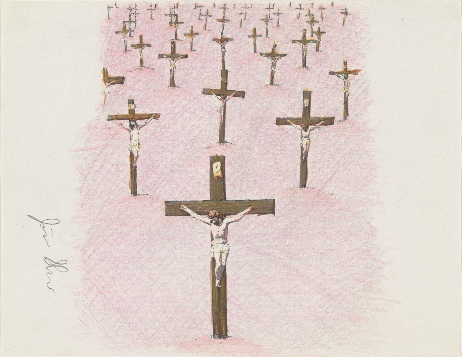 Jim Shaw. Study for Utopian Landscape #5 (Mound of Skulls). (1988)