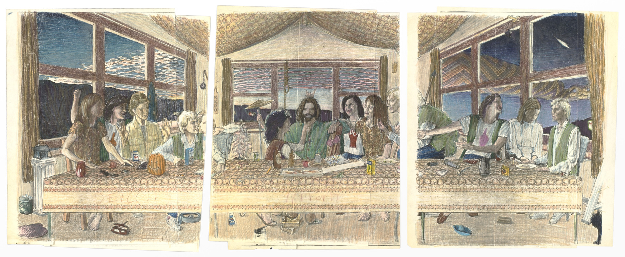 Jim Shaw. Study for Sinnorama #1, #2, #3. 1990