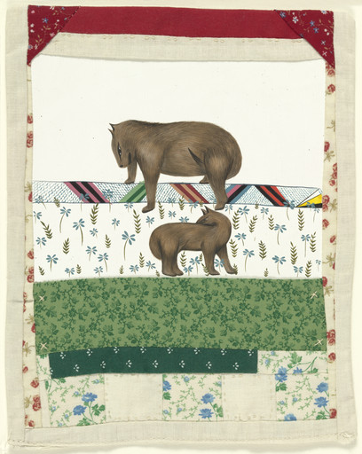 Untitled (2 bears on quilted landscape)
