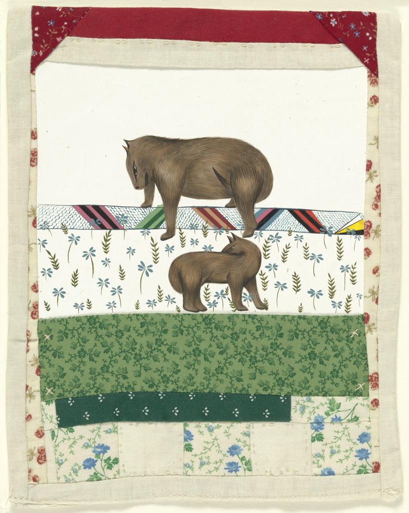 Untitled (2 bears on quilted landscape)