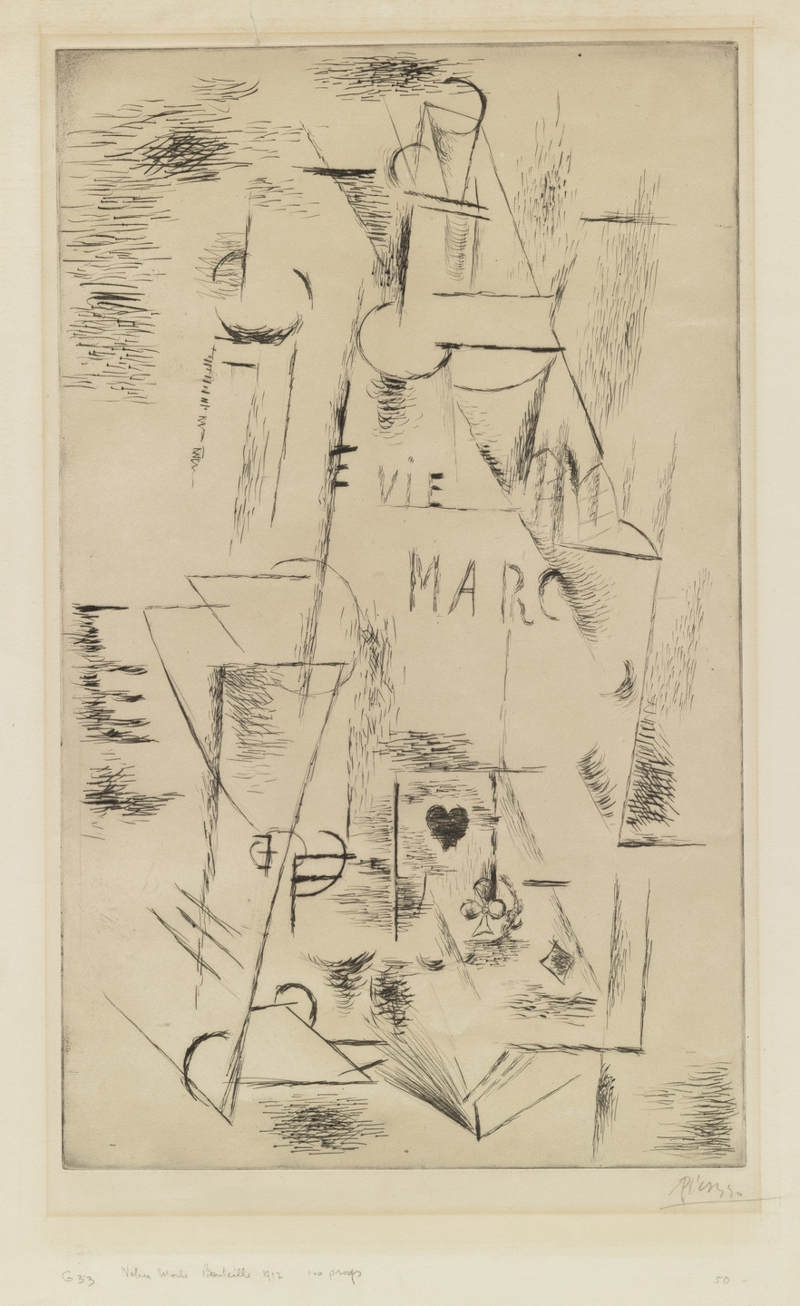 Pablo Picasso. Still Life with Bottle of Marc (Nature morte à la bouteille de marc). 1911, published 1912