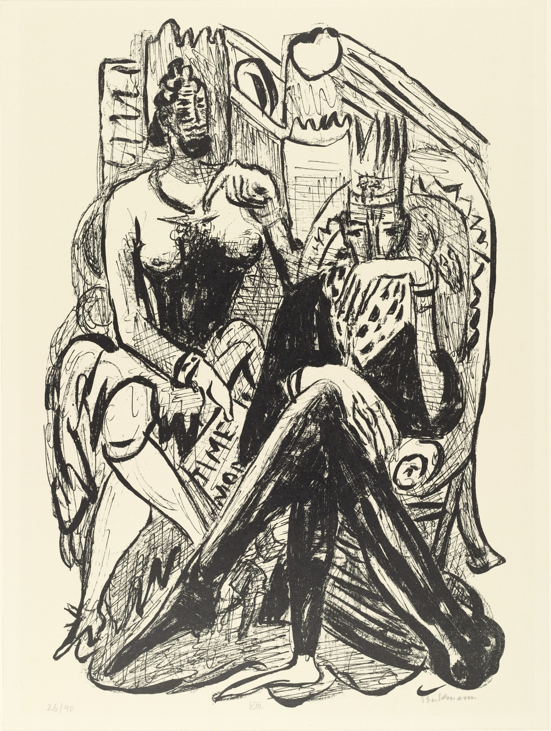 Max Beckmann. King and Demagogue (König und Demagoge) from Day and Dream. (1946)