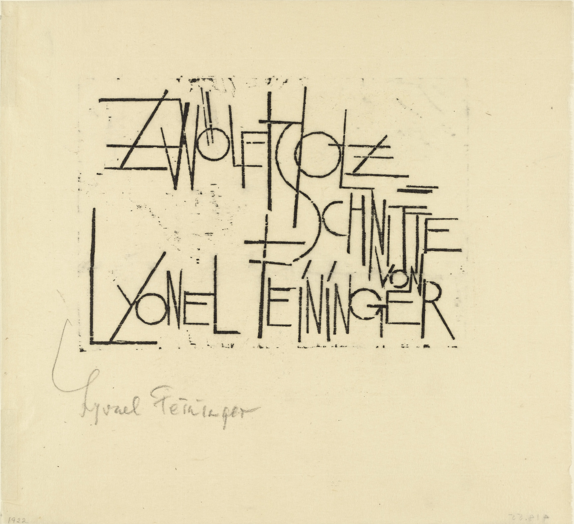 Lyonel Feininger. Title page (Titelblatt) from the portfolio Twelve Woodcuts by Lyonel Feininger (Zwölf Holzschnitte von Lyonel Feininger)
