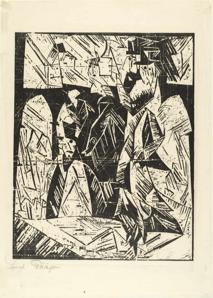 Promenaders (Spaziergänger) from the portfolio New European Graphics, 1st Portfolio: Masters of the State Bauhaus, Weimar , 1921 (Neue europäische Graphik, 1. Mappe: Meister des Staatlichen Bauhauses in Weimar , 1921)
