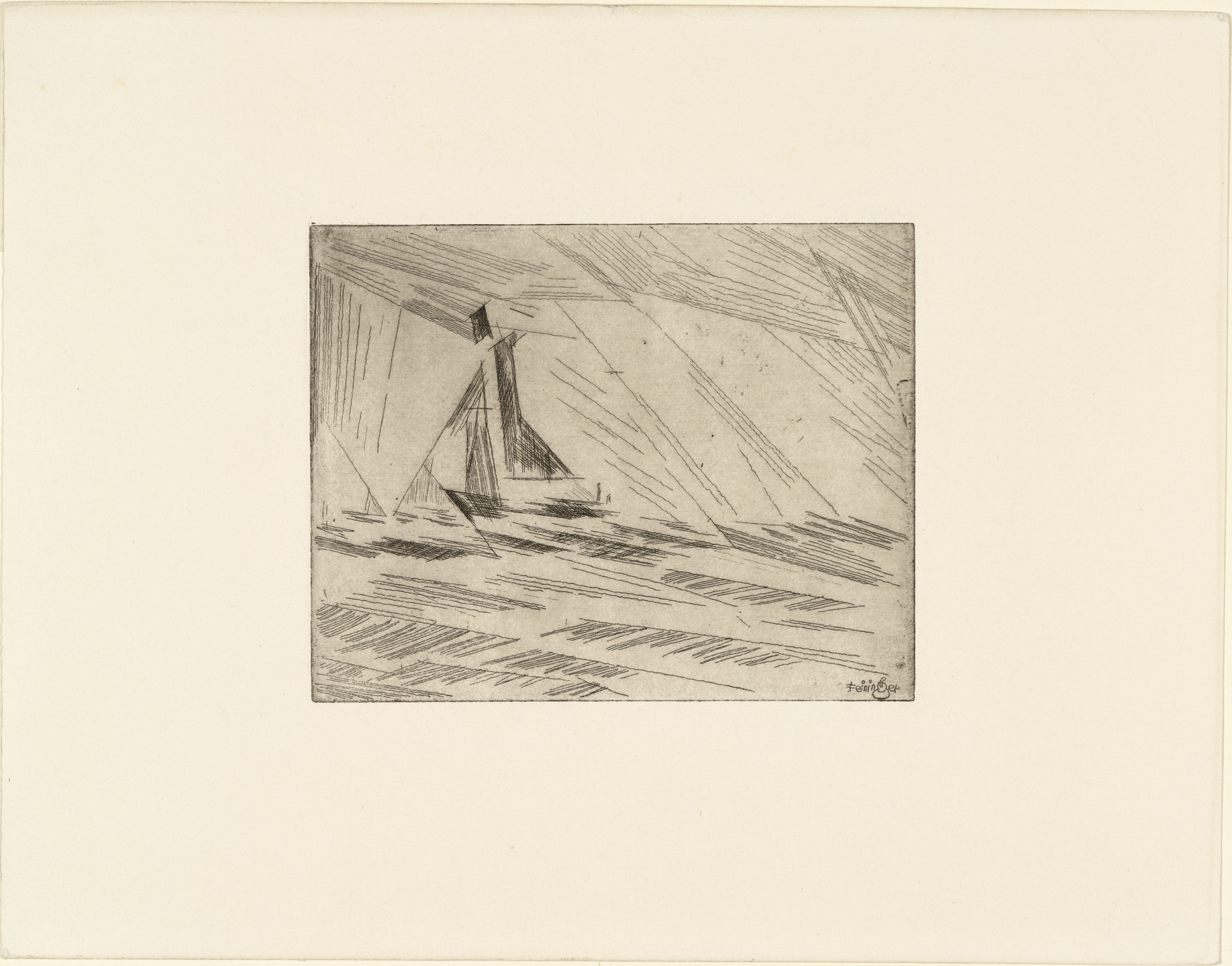 Lyonel Feininger. Fishing Boat in the Rain (Fischerboot im Regen) (plate, loose leaf) from the periodical Das Kunstblatt, vol. 1, no. 3 (Mar 1917)_ _. 1917