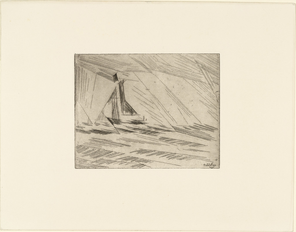 Fishing Boat in the Rain (Fischerboot im Regen) (plate, loose leaf) from the periodical Das Kunstblatt, vol. 1, no. 3 (Mar 1917)
