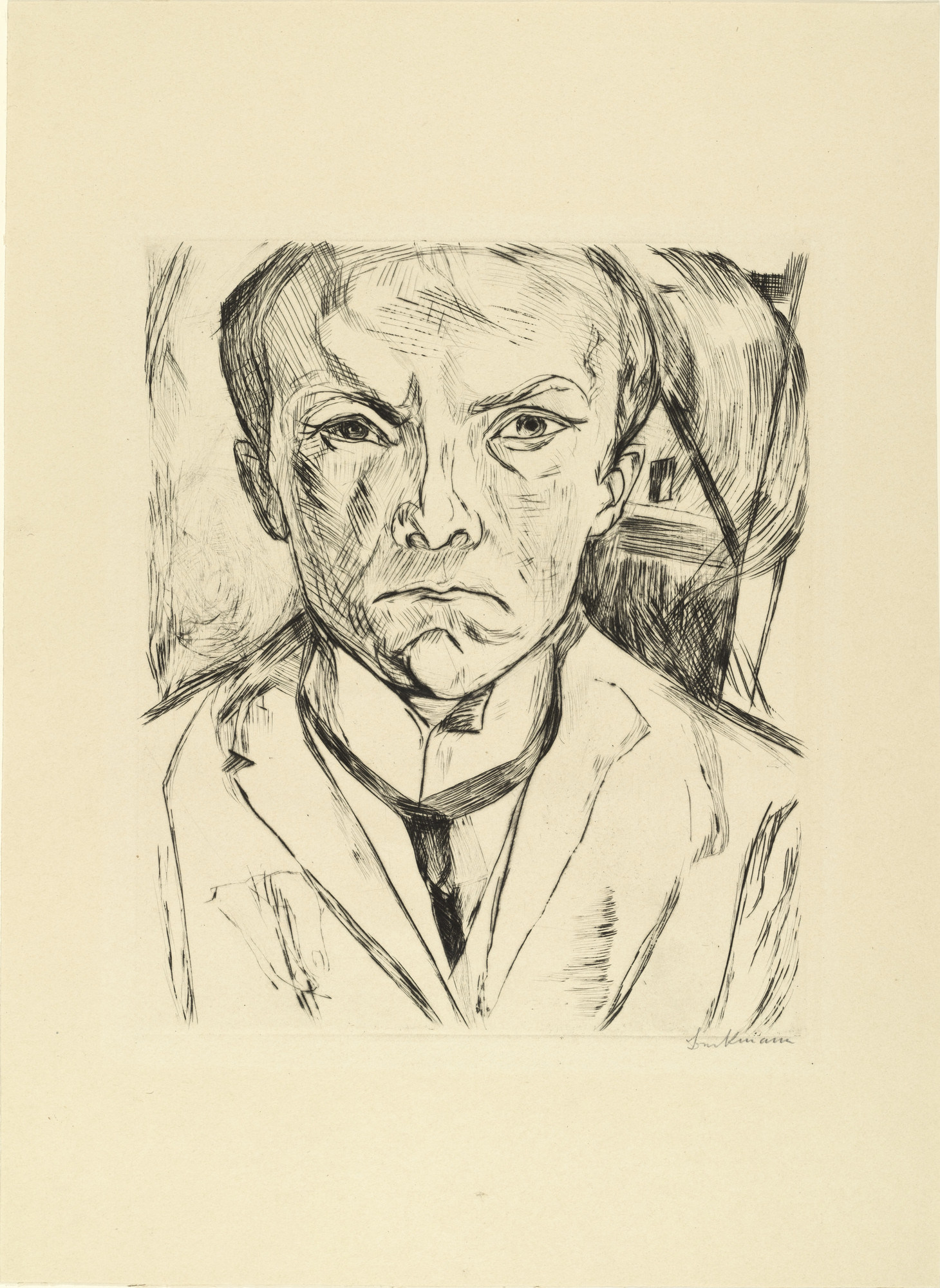 Max Beckmann. Frontal Self-Portrait with House Gable in Background