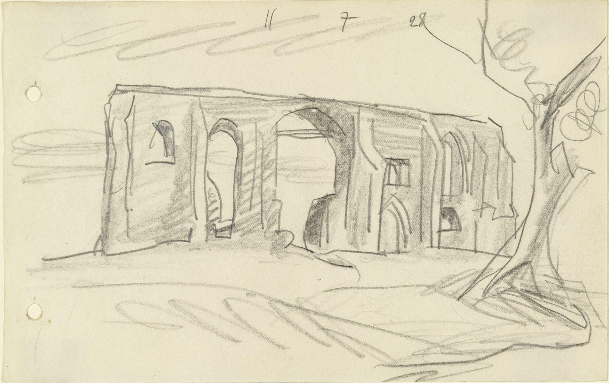 Lyonel Feininger. Ruin with Tree in Foreground