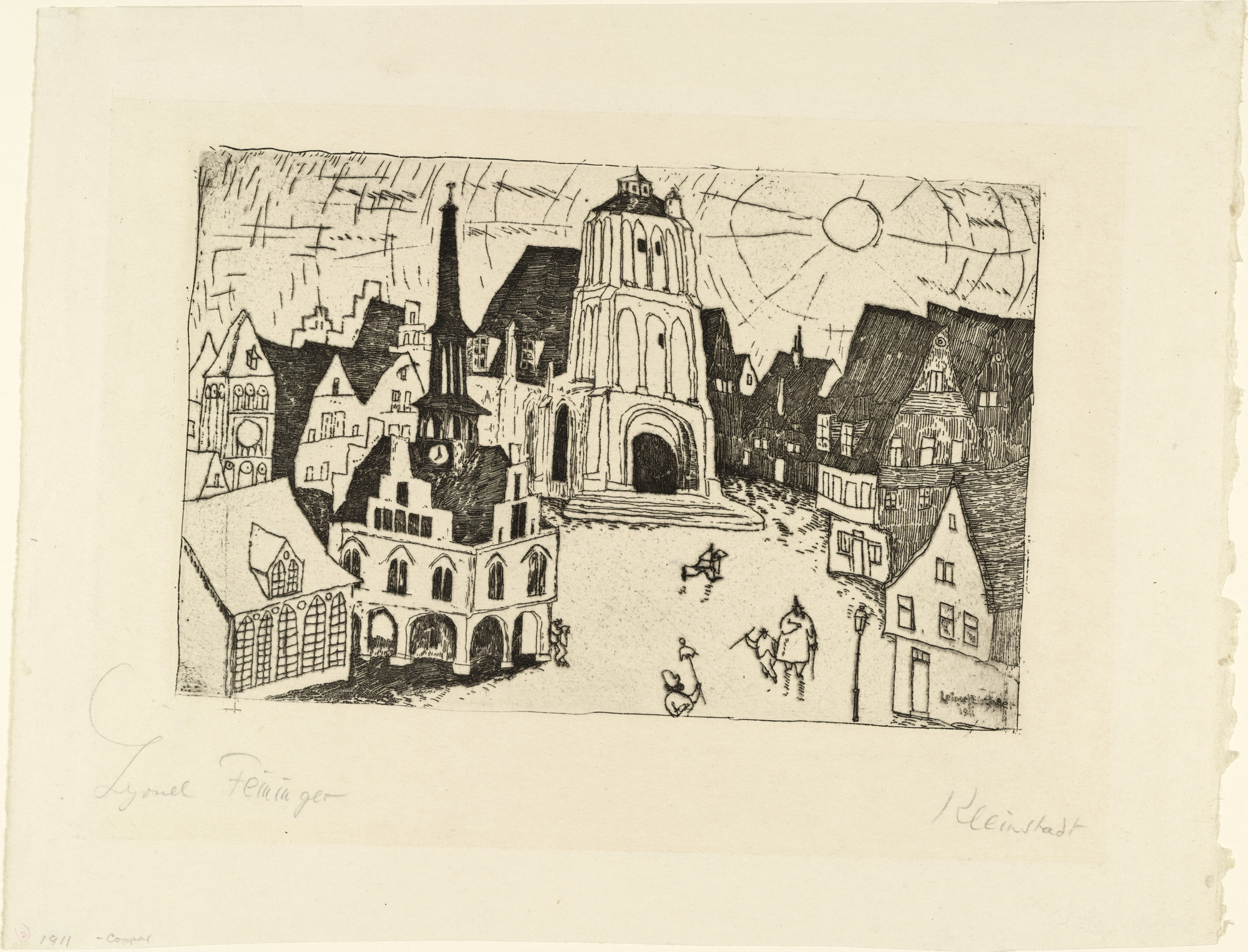 Lyonel Feininger. Sunrise (Sonnenaufgang) for the portfolio Dedicated to Arno Holz on the Occasion of his 60th Birthday by German Artists (Arno Holz zum sechzigsten Geburtstag gewidmet von deutschen Künstlern)