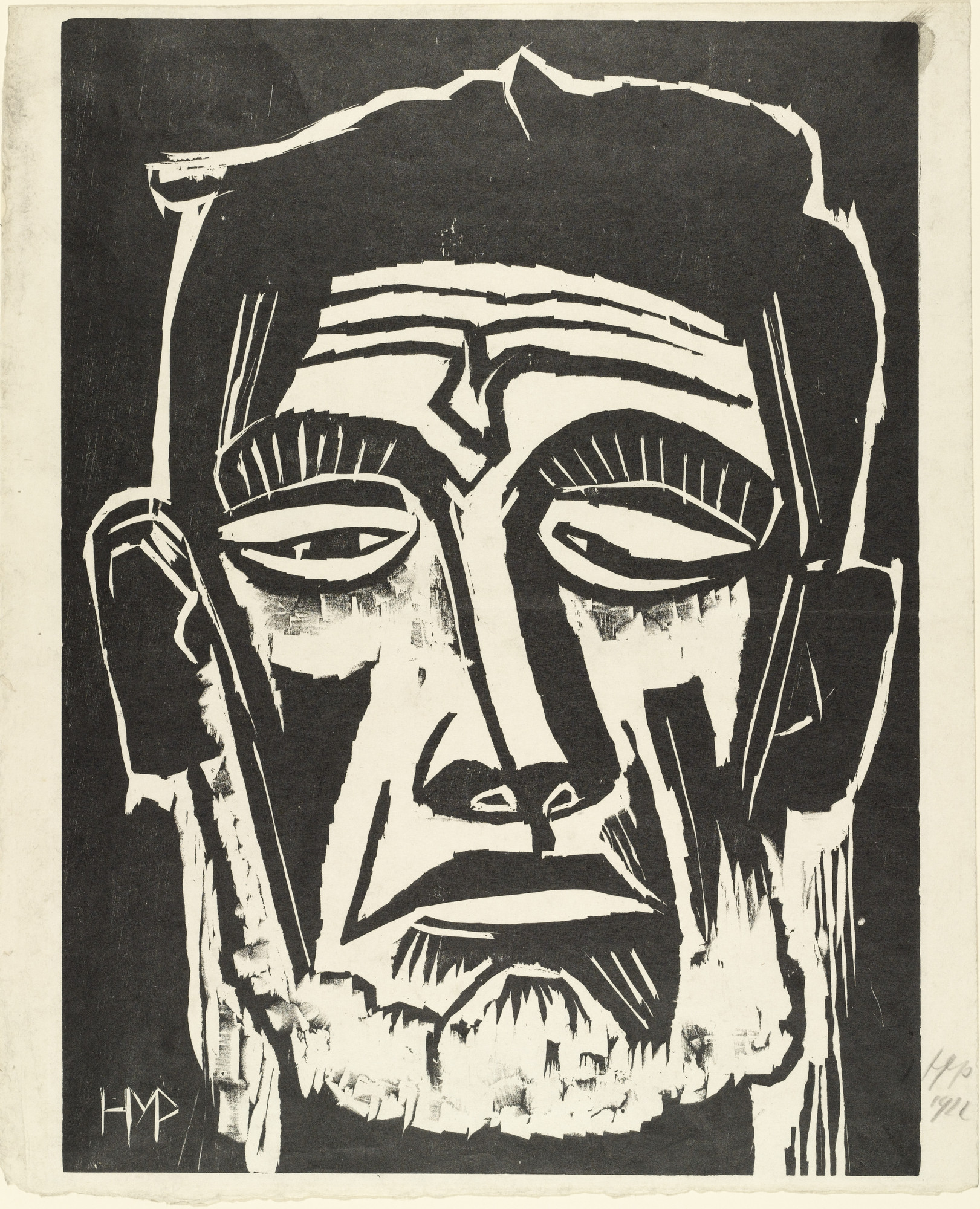 Max Pechstein. Head of a Sailor (Fisherman's Head) (Kopf eines Seemannes [Fischerkopf]) from the portfolio Dedicated to Arno Holz on his 60th Birthday by German Artists (Arno Holz zum sechzigsten Geburtstage, gewidmet von deutschen Künstlern)
