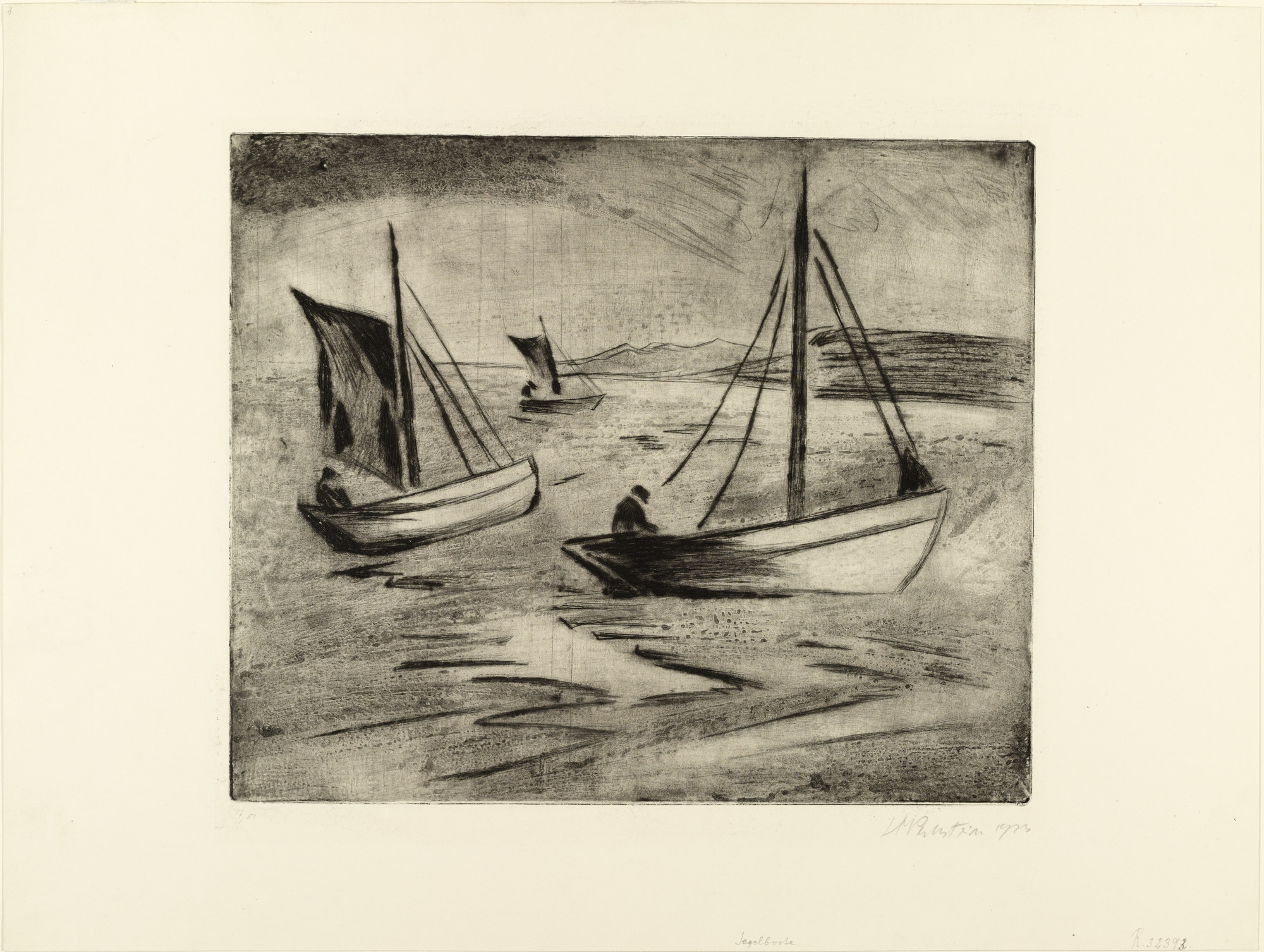 Max Pechstein. Sailboats near the Coast (Segelboote vor der Küste)