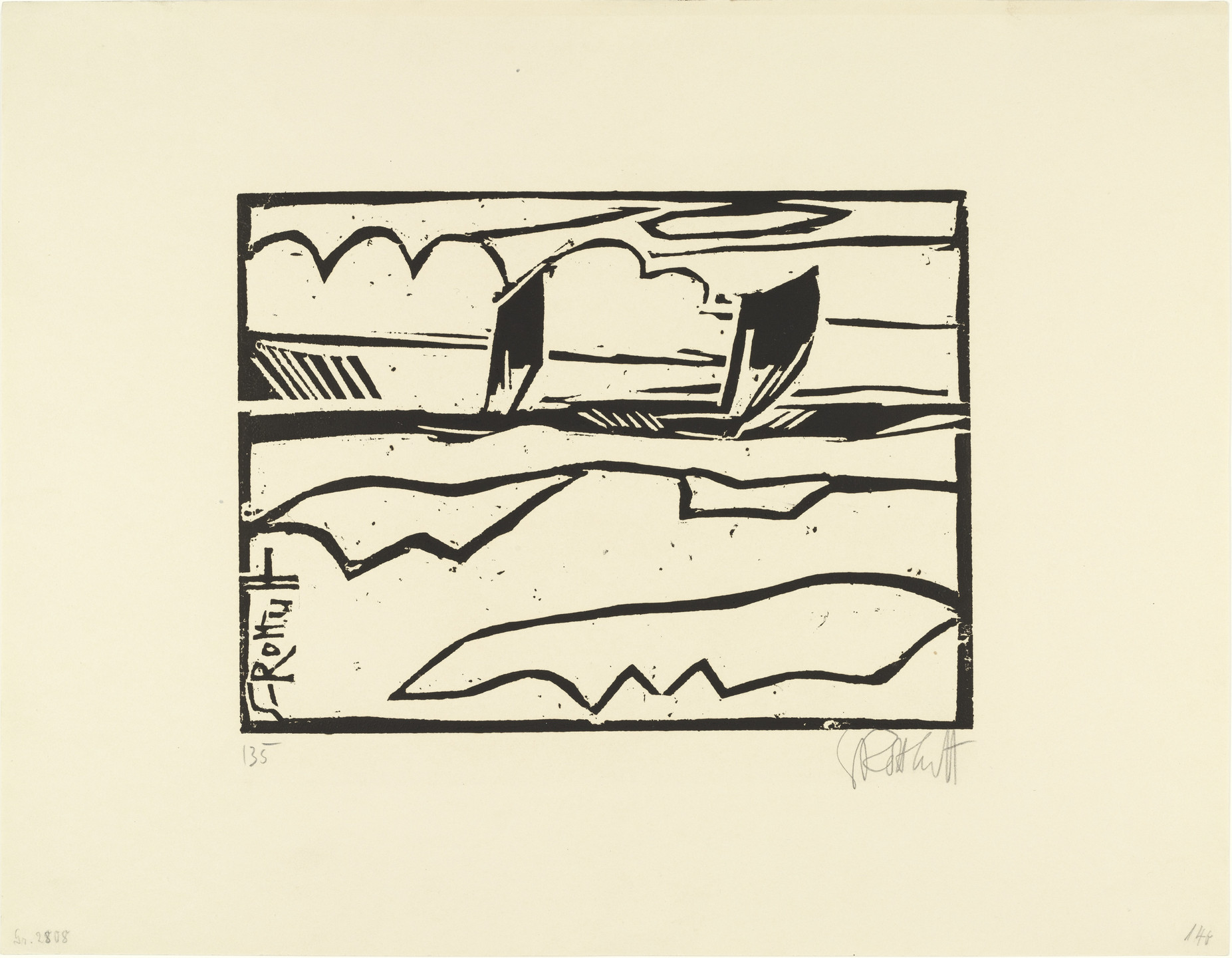 Karl Schmidt-Rottluff. Boats on the Sea (Boote auf See). (1913), published 1914