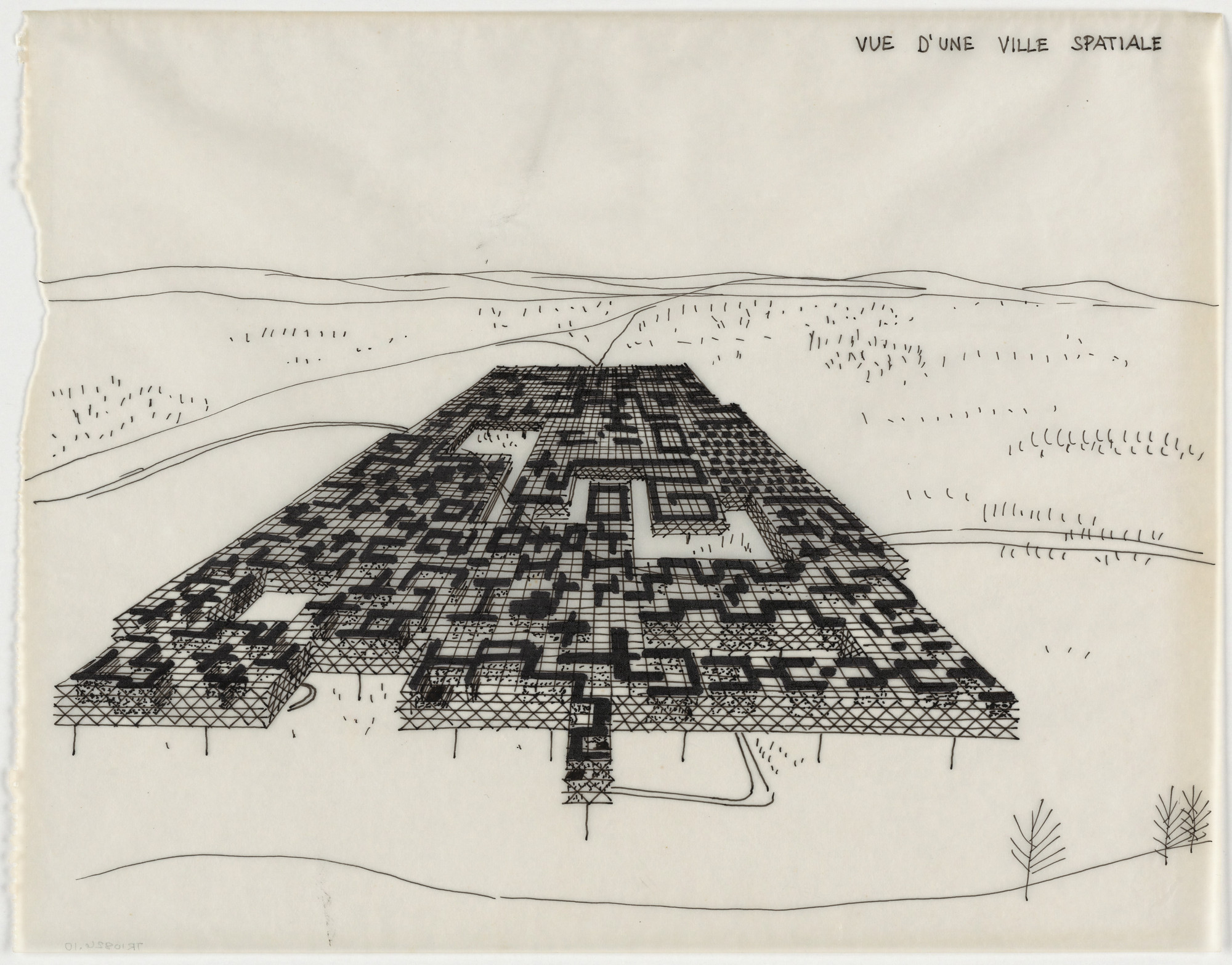 Yona Friedman Spatial City Project Aerial Perspective 1958 Moma
