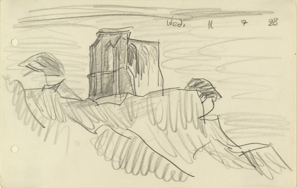 Ruin on Cliff with Two Trees