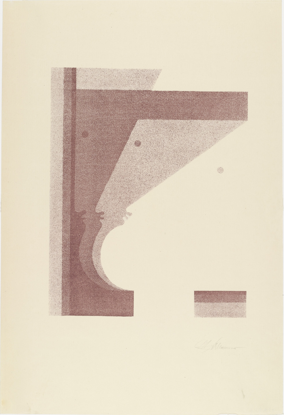 Oskar Schlemmer. Three Profiles, the One in the Middle Vertical (Drei Profile, das mittlere senkrecht) from Play on Heads (Spiel mit Köpfen). c. 1920, published 1923
