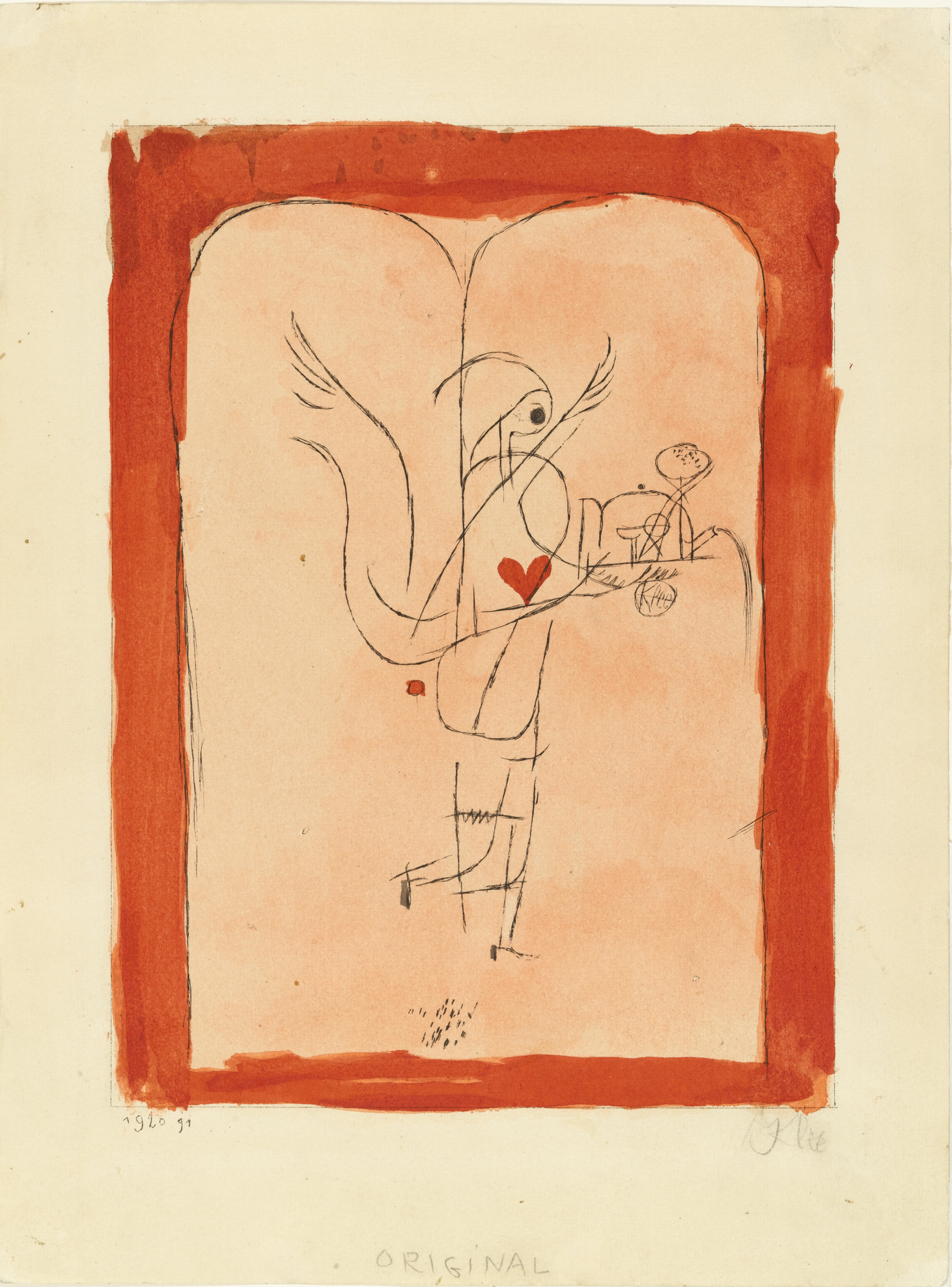 Paul Klee. A Guardian Angel Serves a Small Breakfast (Ein Genius serviert ein kleines Frühstück) from the yearbook Die Freude: Blätter einer neuen Gesinnung (Joy: Papers for a New Consciousness)