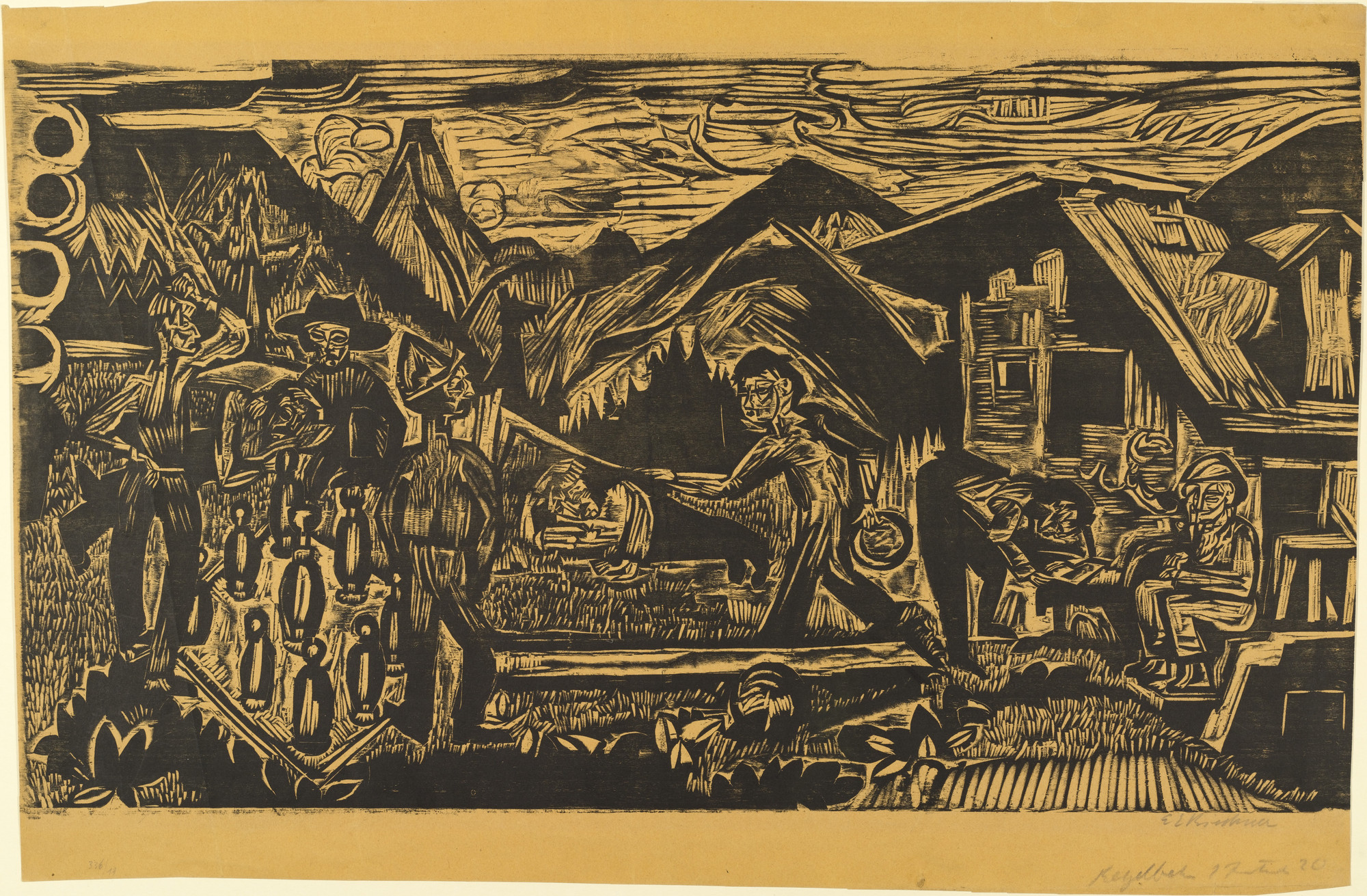 Ernst Ludwig Kirchner. Bowling Alley (Kegelbahn). (1920)