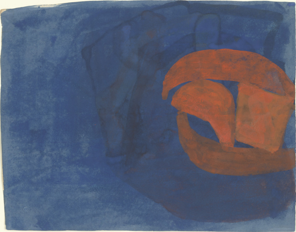 vermilion colored areas on blue