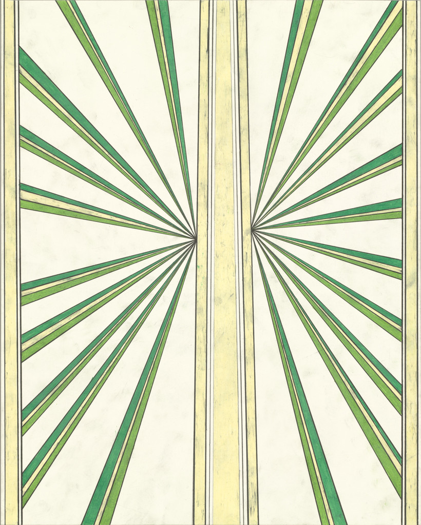 Untitled (2 Greens Cream Black Butterfly 74)