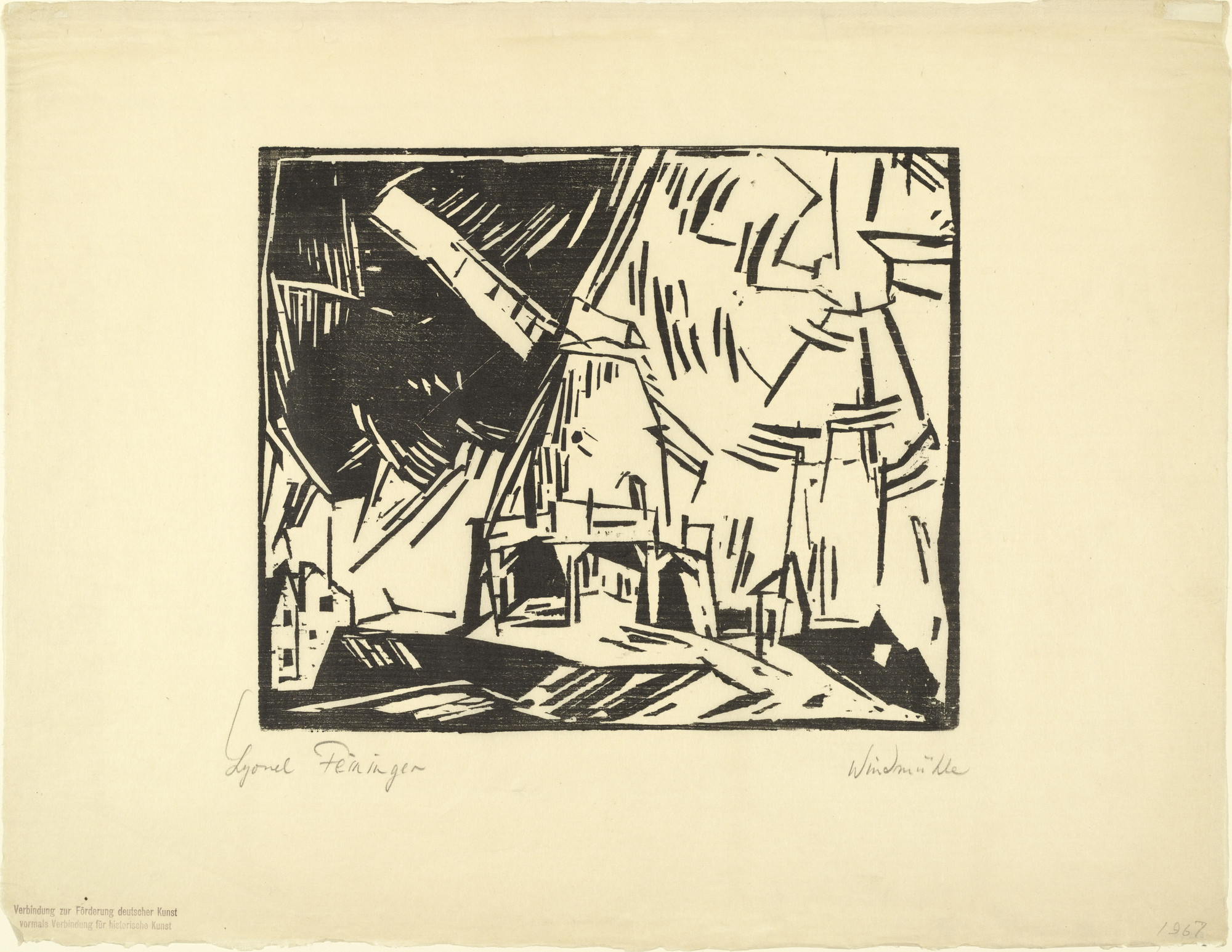 Lyonel Feininger. Windmill (Windmühle) from the annual portfolio of the Alliance for the Advancement of German Art (Verbindung zur Förderung deutscher Kunst)
