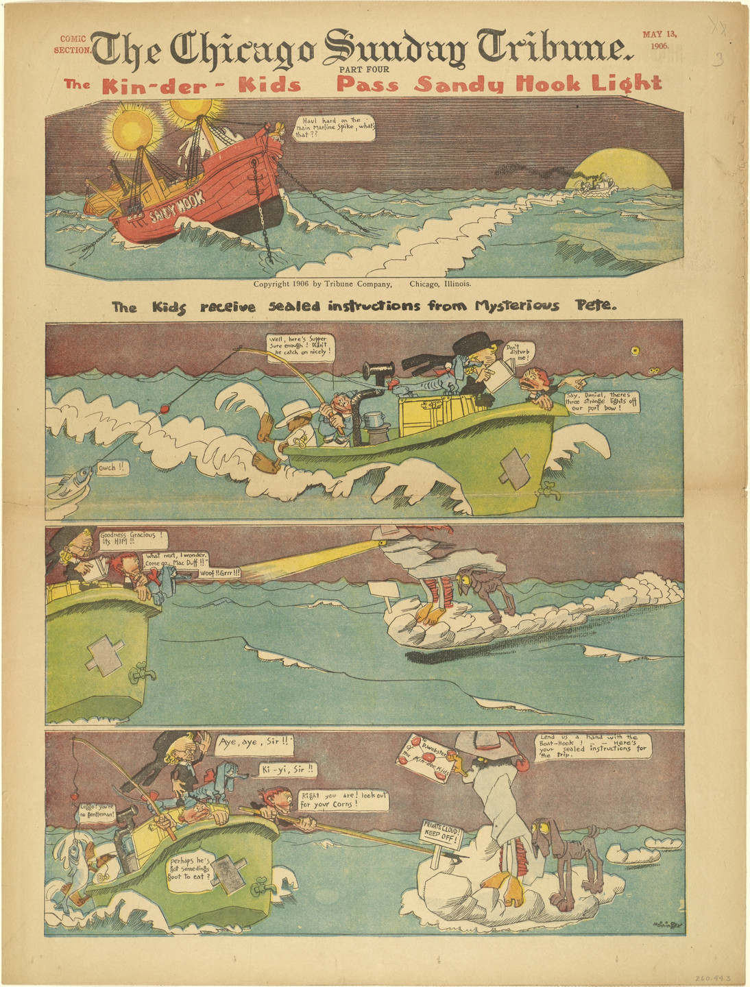 Lyonel Feininger. The Kin-der-Kids Pass Sandy Hook Light from The Chicago Sunday Tribune. May 13, 1906