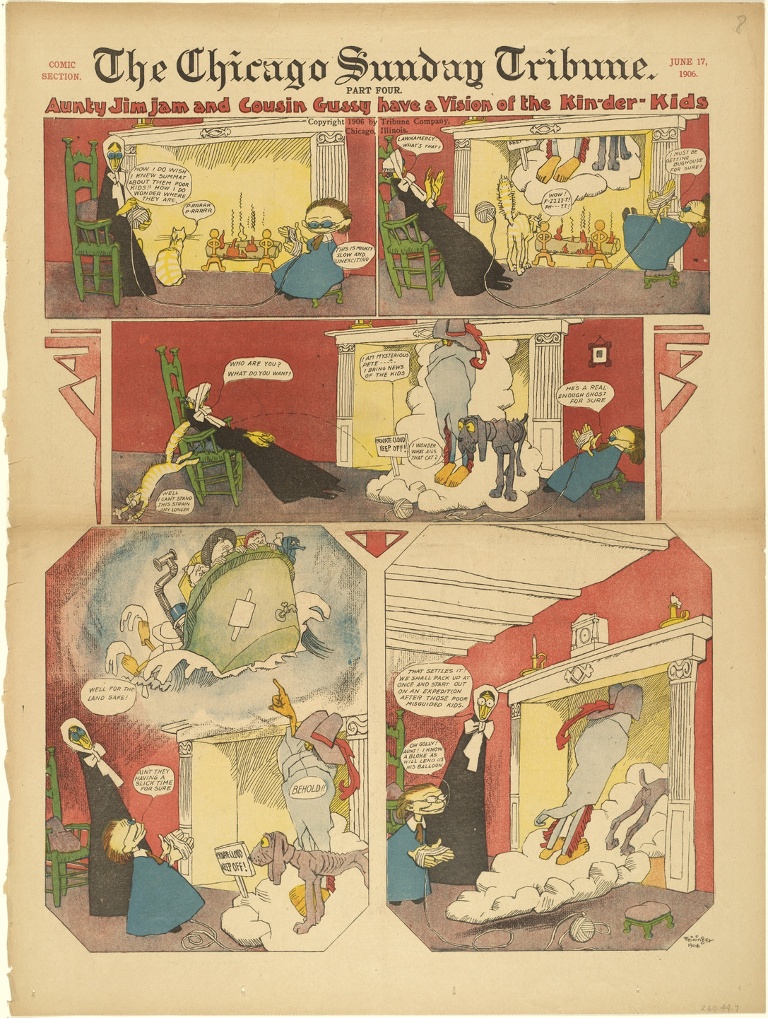 Lyonel Feininger. Aunty Jimjam and Cousin Gussy Have a Vision of the Kin-der-Kids from The Chicago Sunday Tribune. June 17, 1906