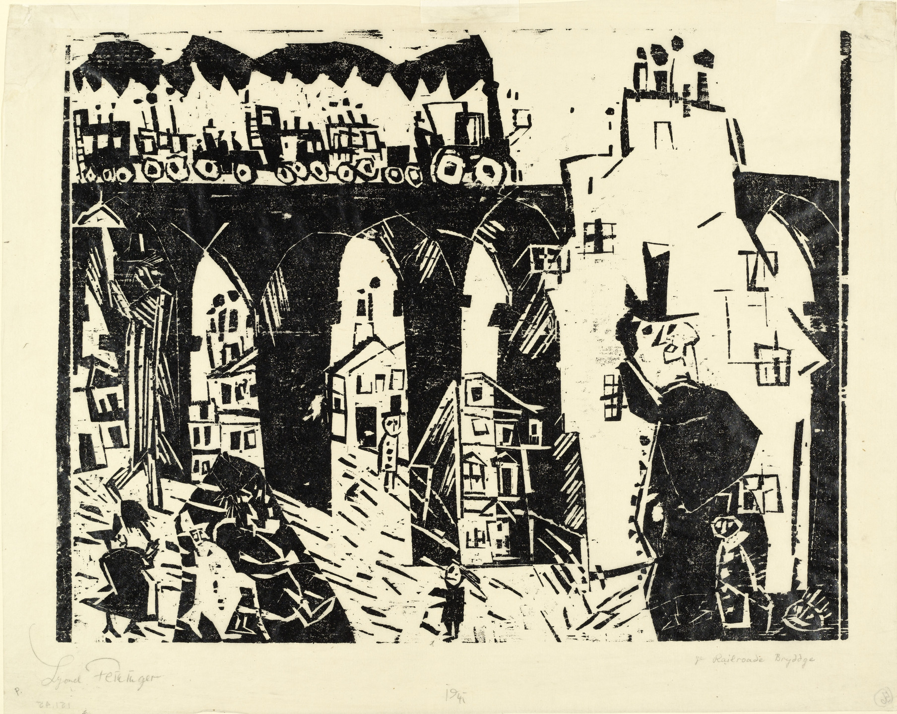 Lyonel Feininger. Railroad Viaduct (Die Eisenbahnbrücke). 1919