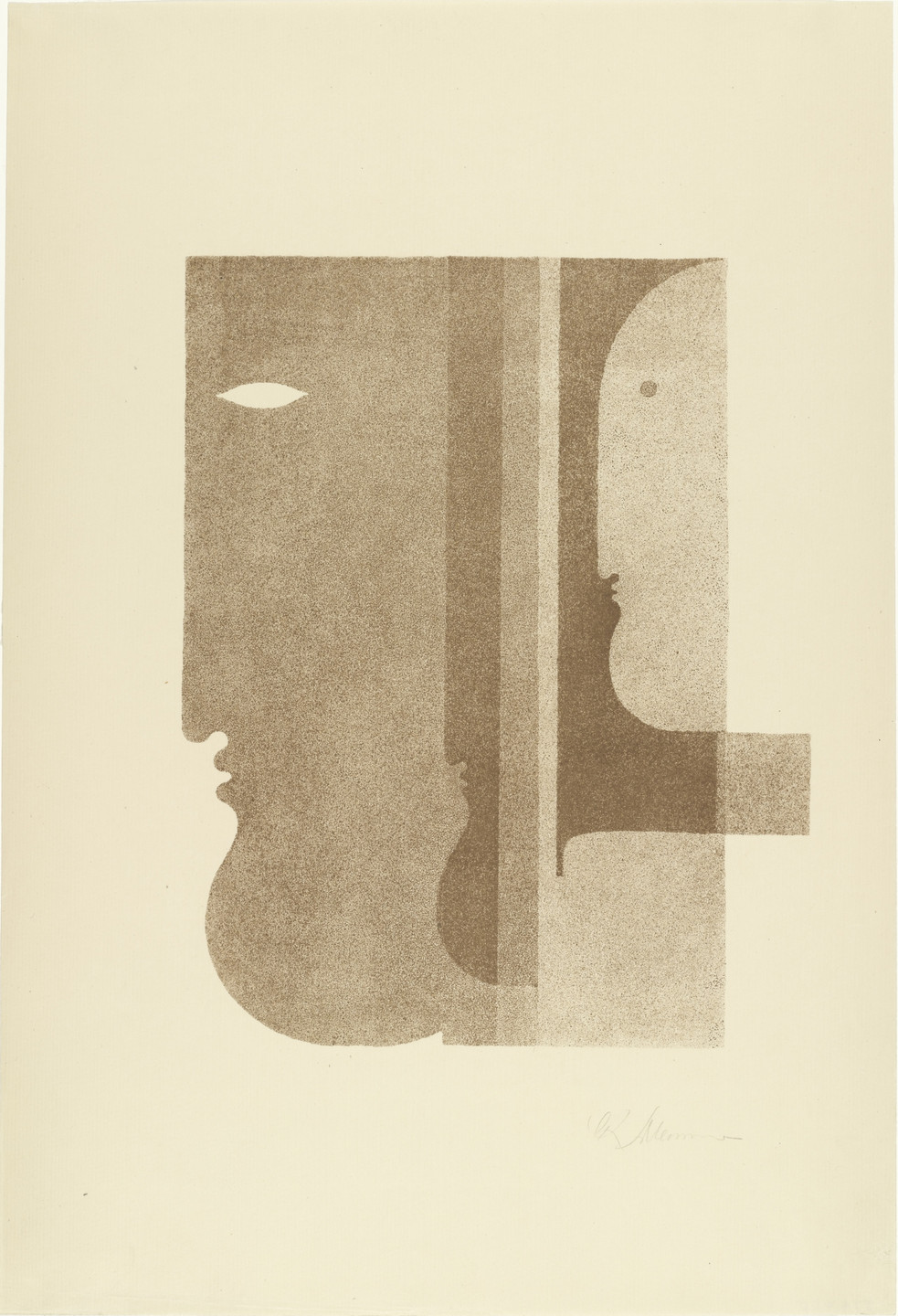 Oskar Schlemmer. Two Profiles to the Left, One to the Right (Zwei Profile nach links, eines nach rechts) from Play on Heads (Spiel mit Köpfen). (c. 1920, published 1923)