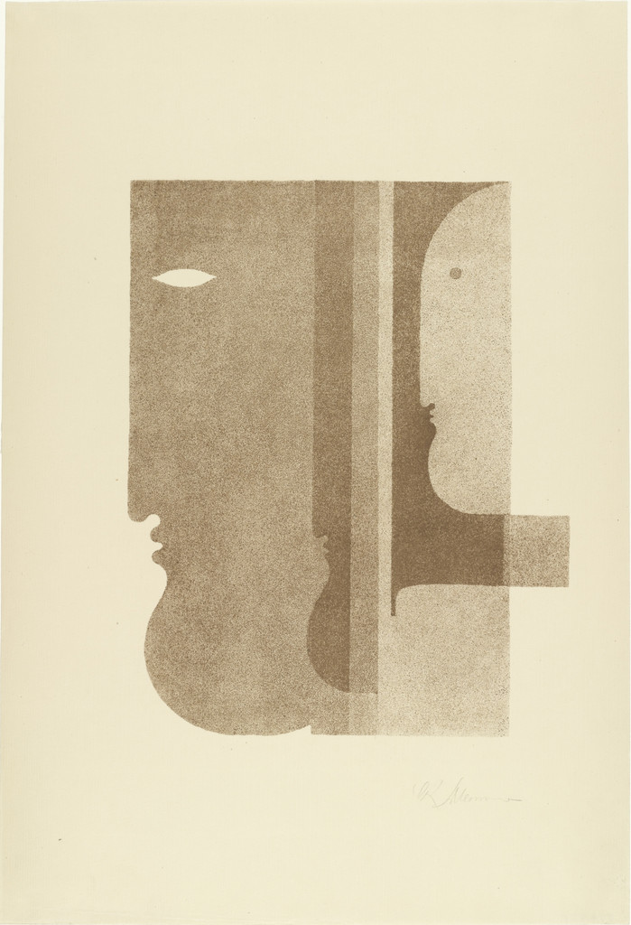Two Profiles to the Left, One to the Right (Zwei Profile nach links, eines nach rechts) from Play on Heads (Spiel mit Köpfen), Oskar Schlemmer, c. 1920, published 1923