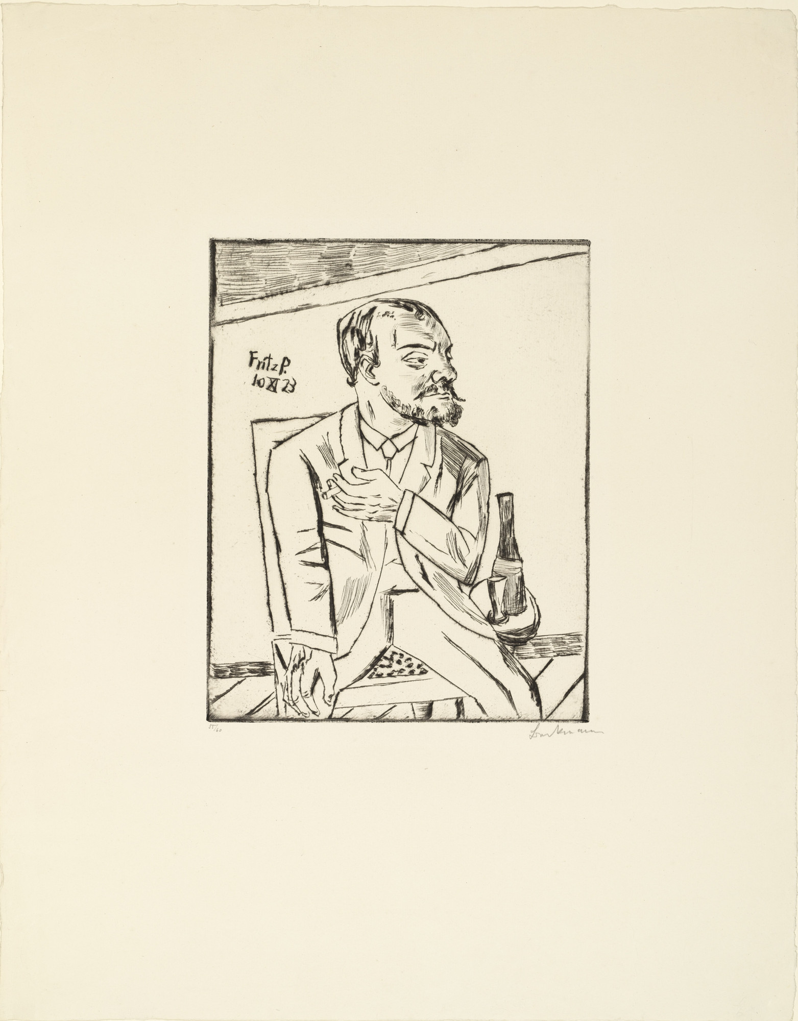 Max Beckmann. Portrait of Fritz P./Self-Portrait with Beard (Bildnis Fritz P./Selbstbildnis mit Bart)