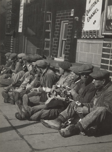 Walker Evans. Workmen Sitting on Sidewalk. 1929