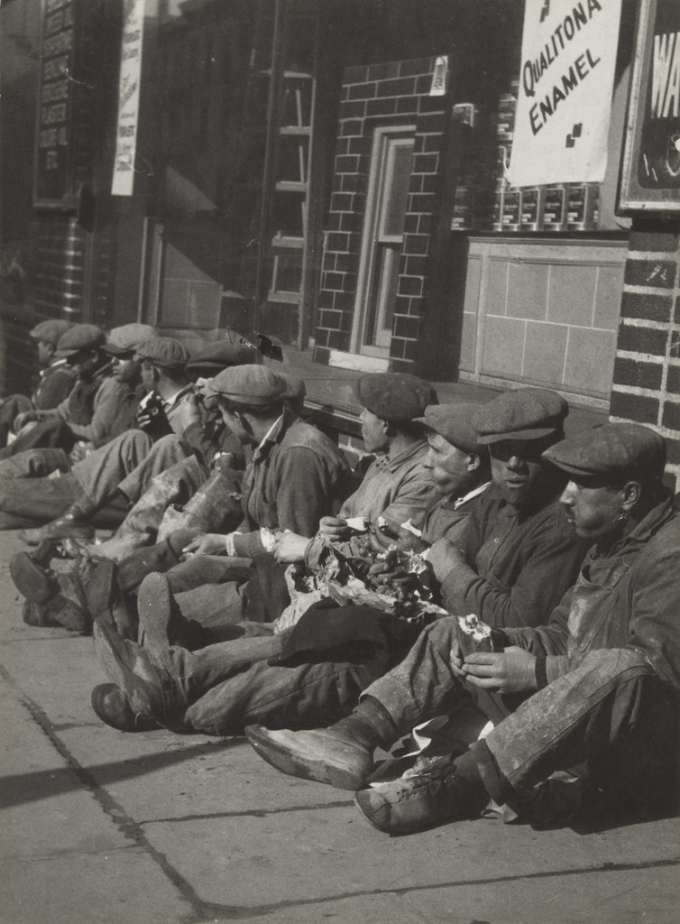 Workmen Sitting on Sidewalk, Walker Evans, 1929