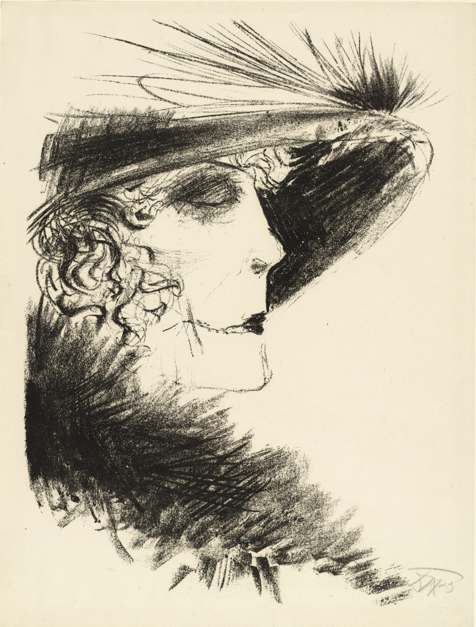 Otto Dix. Woman with Heron Feather (Dame mit Reiher) from the portfolio Die Schaffenden, vol. 5, no. 1