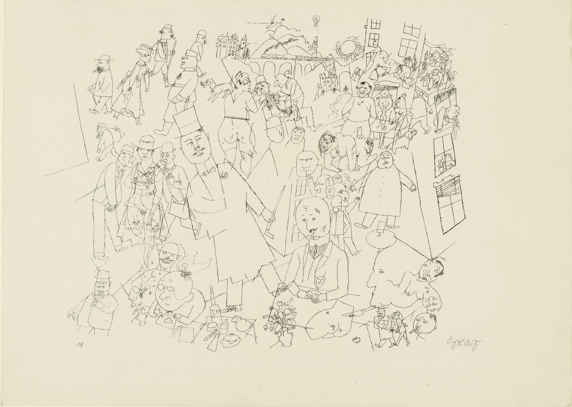 George Grosz. World of the Bourgeoisie (Bürgerliche Welt) from the illustrated book Ecce Homo. 1918, published 1922–23