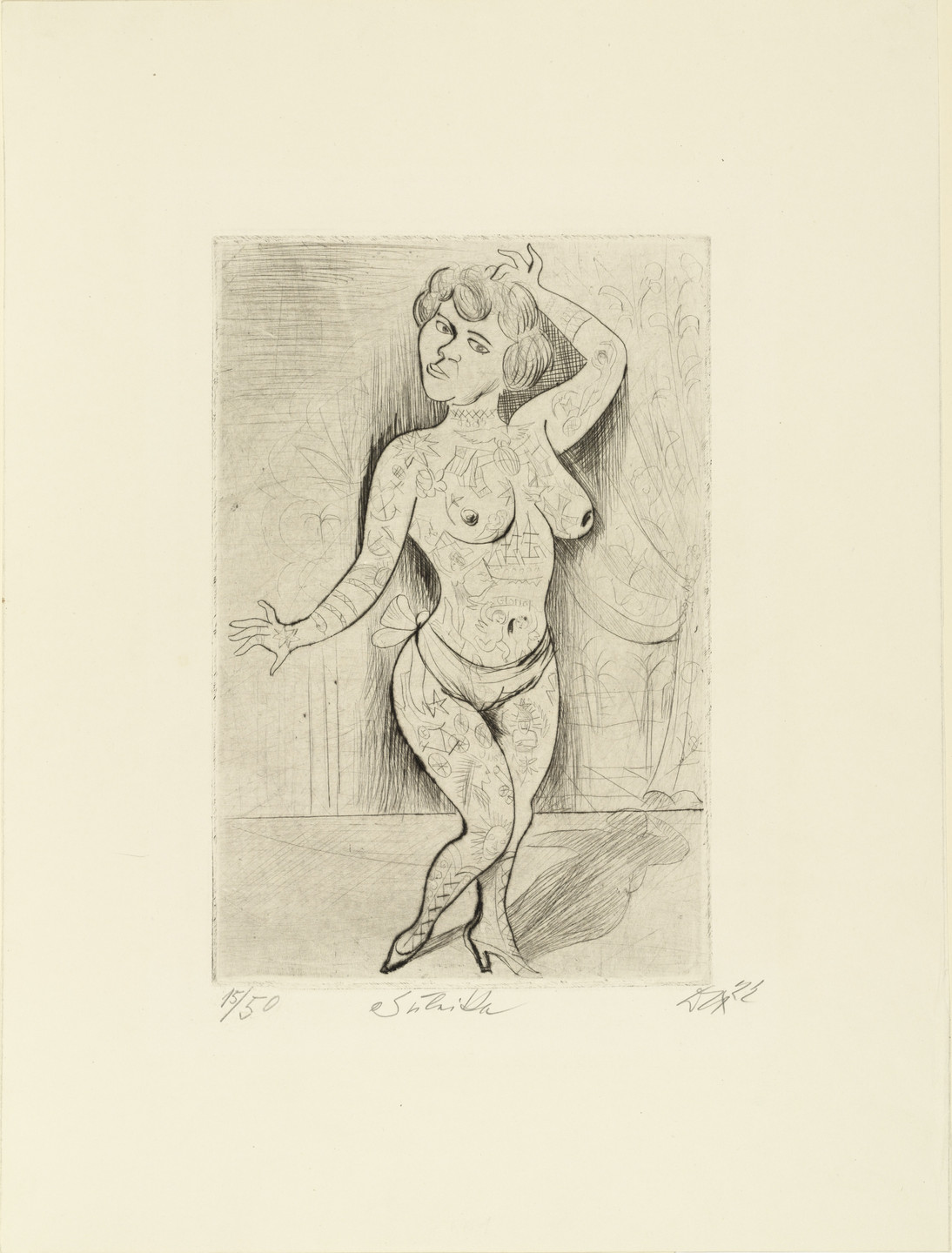 Otto Dix. Maud Arizona (Suleika, The Tattooed Wonder) [Maud Arizona (Suleika, das tätowierte Wunder)] from the portfolio Circus (Zirkus). 1922