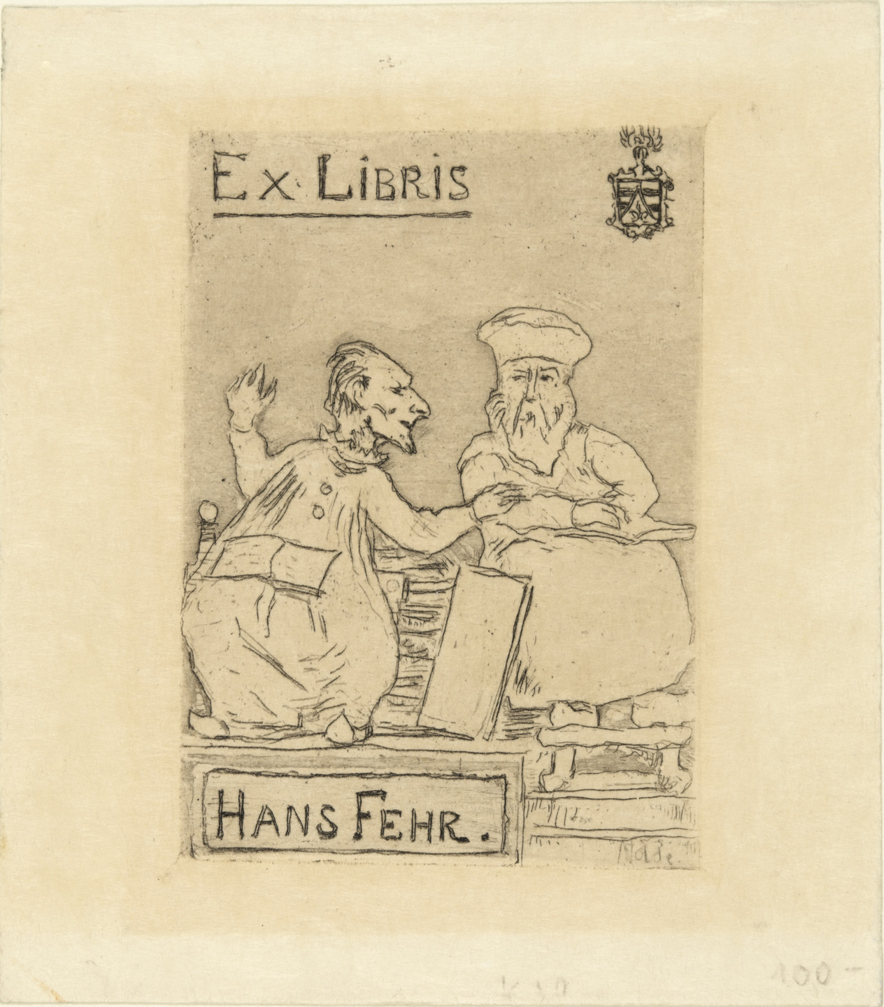 Emil Nolde. The Scholars, Bookplate Hans Fehr (Die Gelehrten, Ex Libris Hans Fehr). (1906)