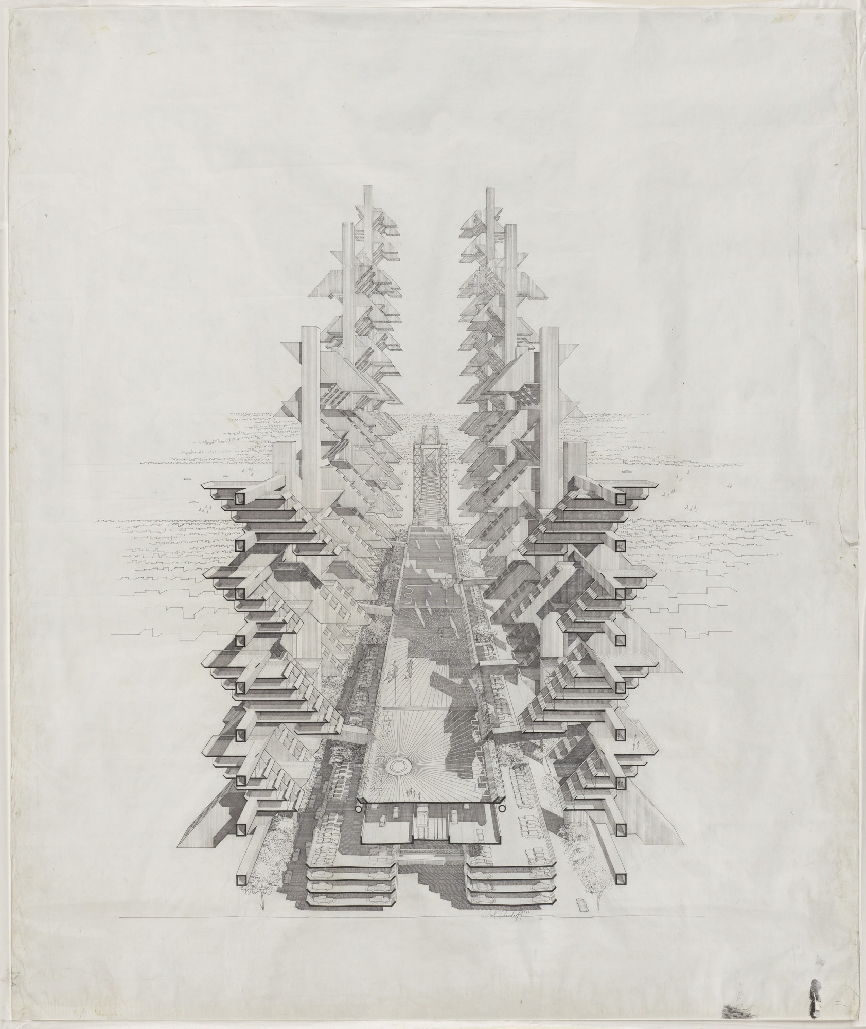 Paul Rudolph Lower Manhattan Expressway Project New York New York Perspective To The East 1972 Moma