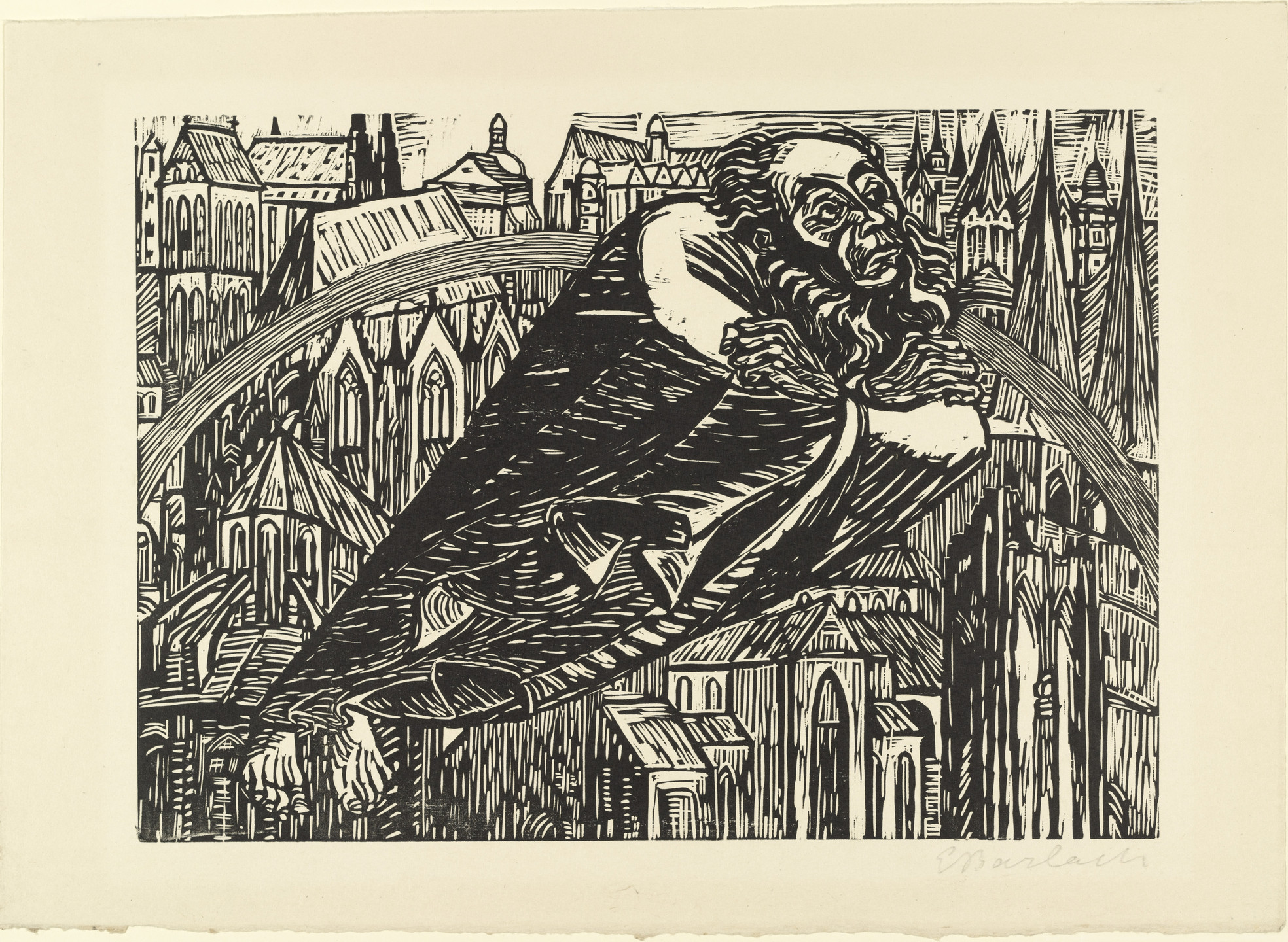 Ernst Barlach. The Cathedrals (Die Dome) from The Transformations of God (Die Wandlungen Gottes). (1922, executed 1920-21)
