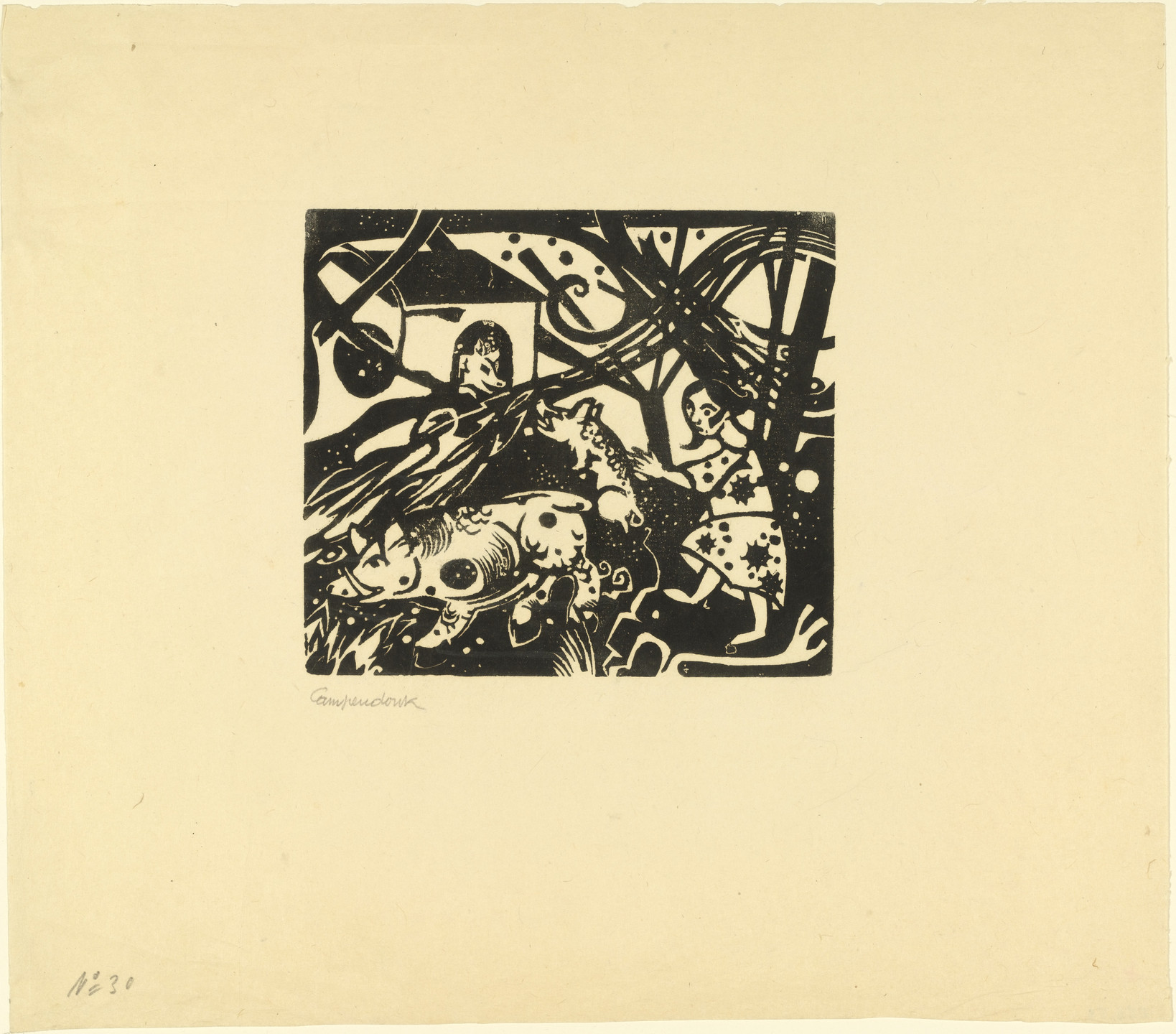 Heinrich Campendonk. Pigs in Front of the Sty (Schweine vor dem Stall). (1917)