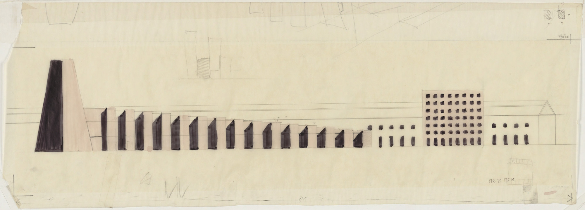Aldo Rossi Gianni Braghieri Cemetery Of San Cataldo Modena Italy Elevation Study 1971 Moma