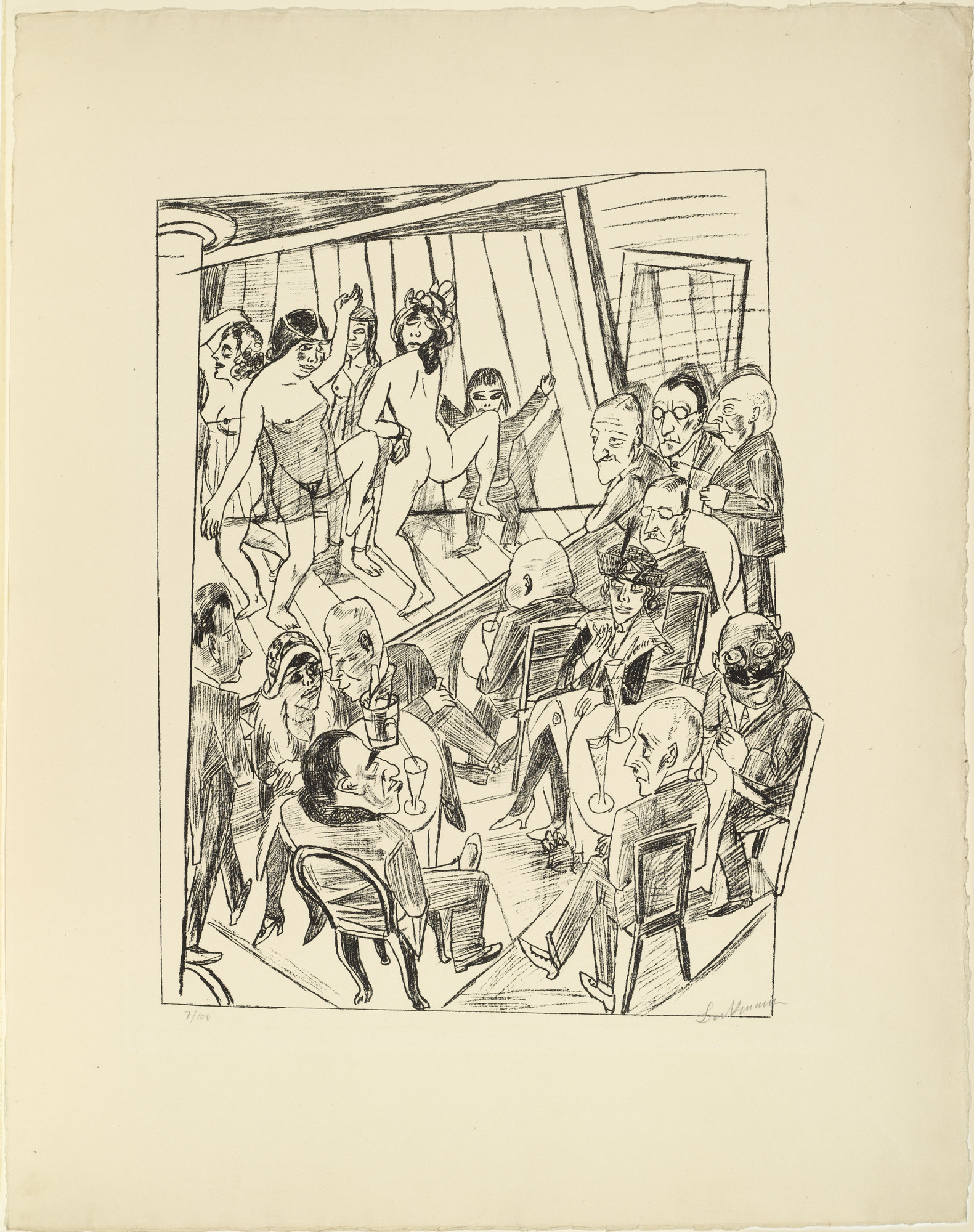 Max Beckmann. Striptease (Nackttanz) fromTrip to Berlin 1922 (Berliner Reise 1922)