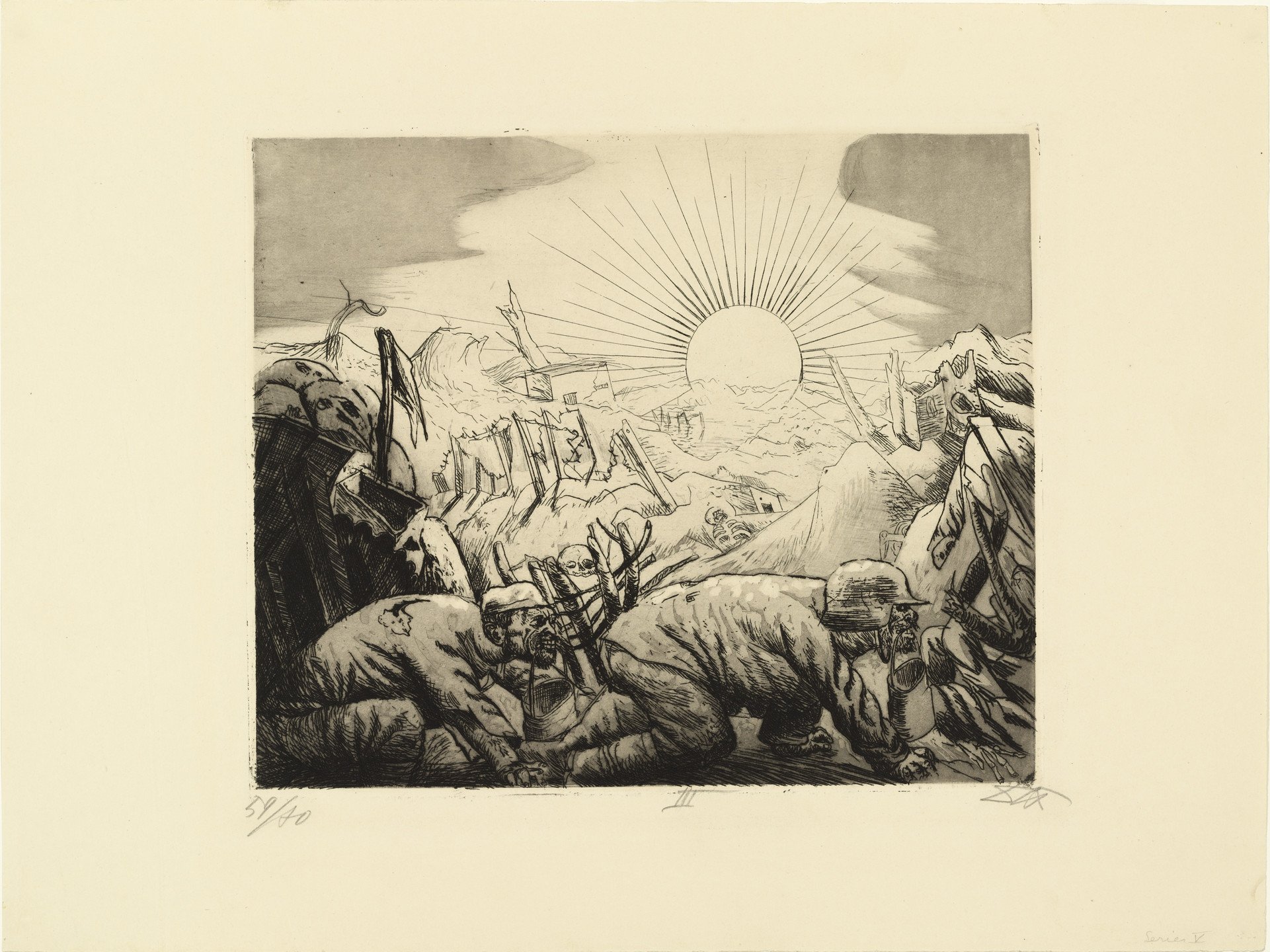 Otto Dix. Ration Carrying near Pilkem (Essenholer bei Pilkem) from The War (Der Krieg). (1924)