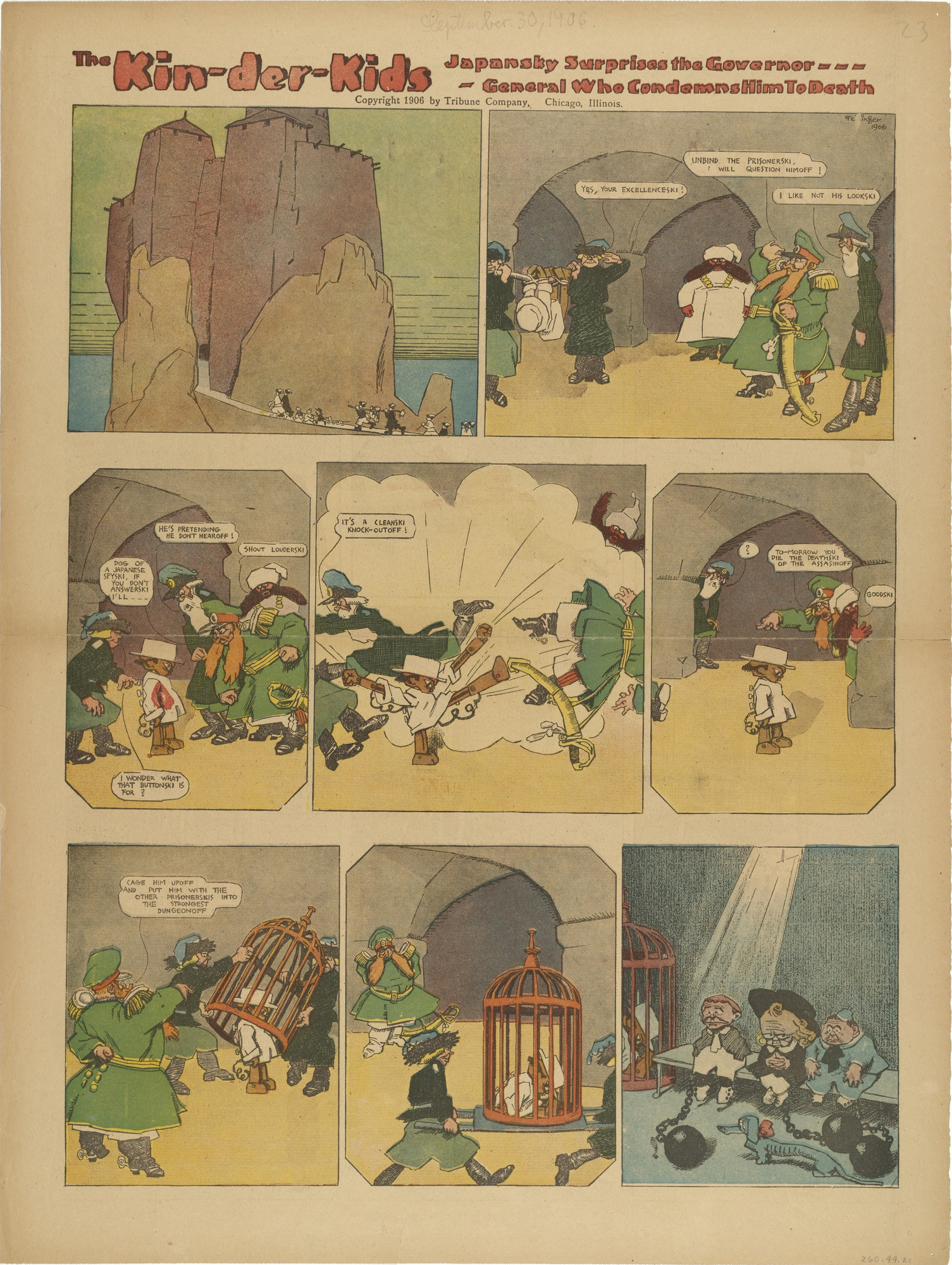 Lyonel Feininger. The Kin-der-Kids: Japansky Surprises the Governor General who Condemns him to Death from The Chicago Sunday Tribune