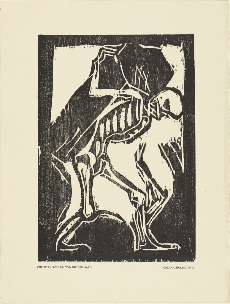 Death with a Coffin (Tod mit Sarg) (plate, preceding p. 265) from the periodical Das Kunstblatt, vol. 2, no. 9 (Sep 1918)