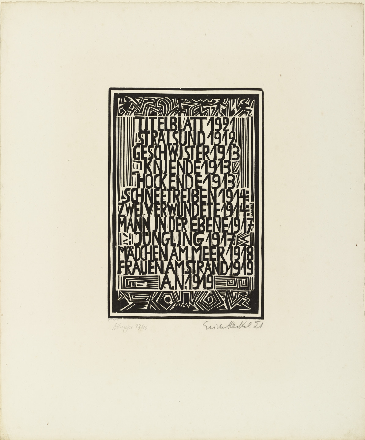 Erich Heckel Table Of Contents From The Portfolio Inhaltsverzeichnis Aus Der Mappe Eleven Woodcuts 1912 1919 Elf Holzschnitte 1912 1919 1921 Moma