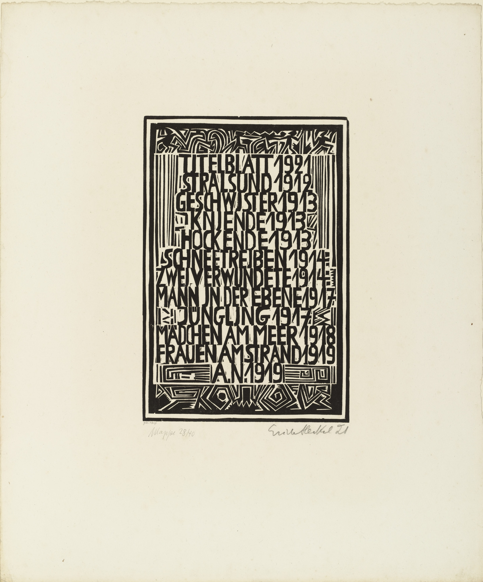 Erich Heckel. Untitled (table of contents)