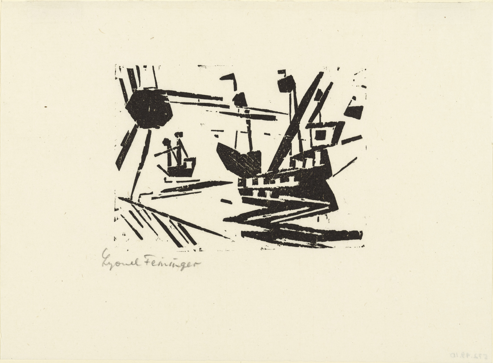 Lyonel Feininger. Ships and Sun (Schiffe und Sonne) from Ten Woodcuts by Lyonel Feininger