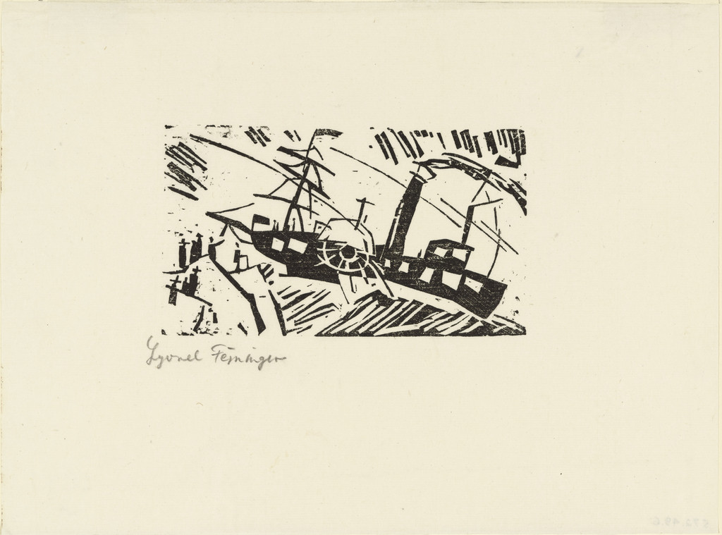 Side Wheeler (Raddampfer) from Ten Woodcuts by Lyonel Feininger