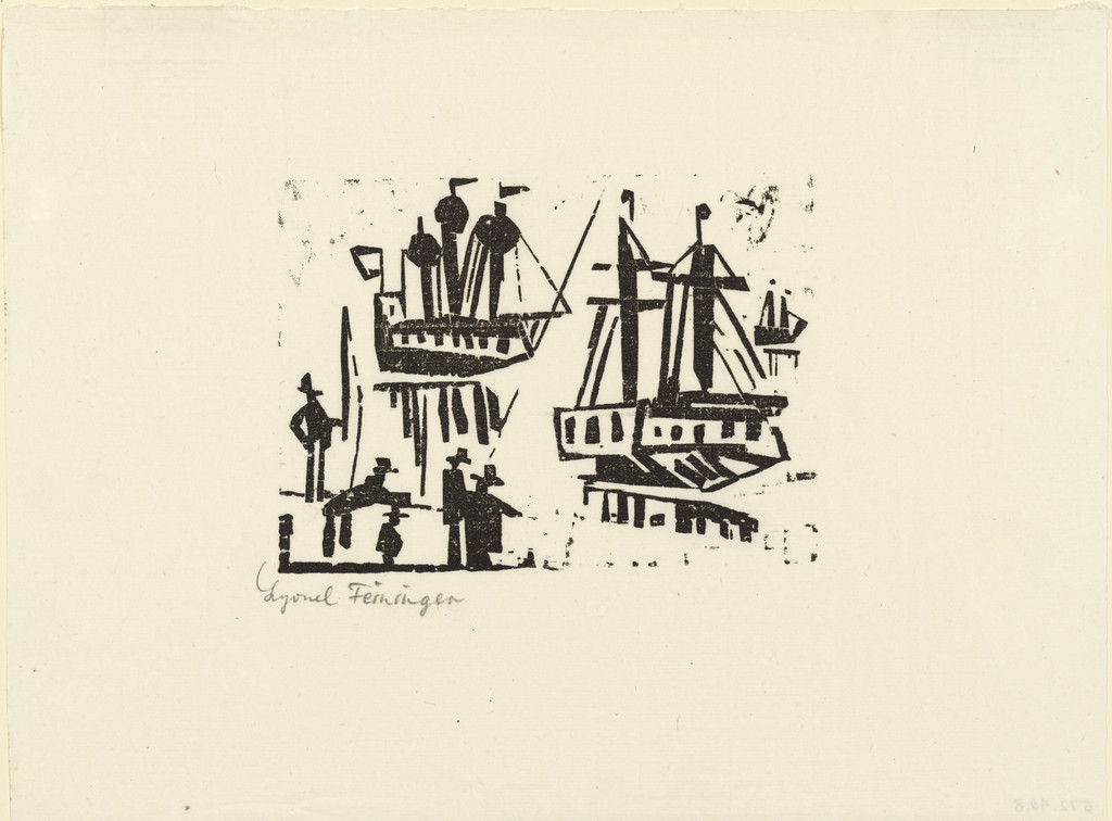 Anglers and Ships (Angler und Schiffe) from Ten Woodcuts by Lyonel Feininger